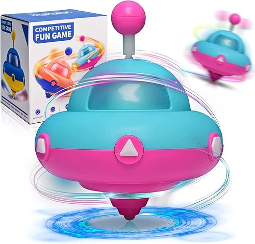 Miniatura 1 de Spin Top para niños, juguetes sensoriales para niños pequeños de 3 a 4 años, juguetes de ovni con luz competitiva, juguetes de aprendizaje