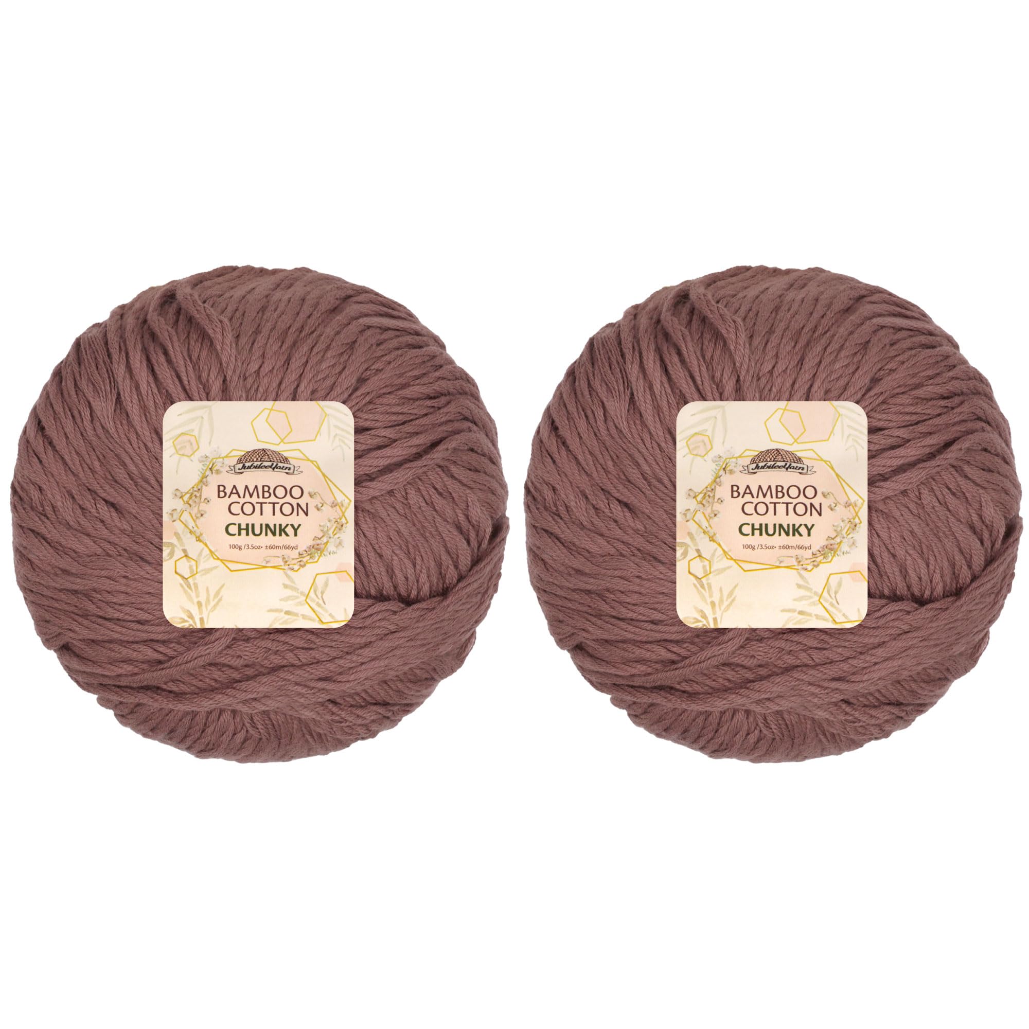 JubileeYarn Bamboo Cotton Chunky Yarn - 100g/Ball - Caffé Mocha - 2 Balls, 413 Caffé Mocha