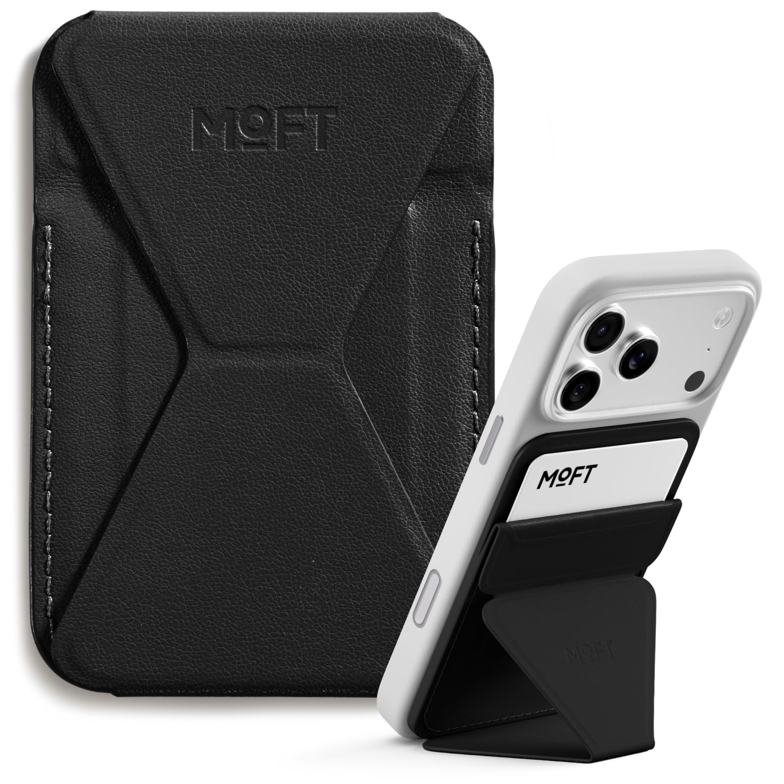 MOFT 마그네틱 지갑 스탠드, 아이폰 17/16/15/14/13/12 시리즈와 호환, 각도 조절 및 Magsafe 호환 MOVAS 폰 스탠드, 제트 블랙