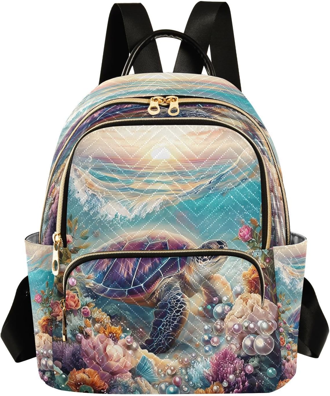 ALAZA Sea Turtle Pearl Coral Reef Women Backpack Purse Ladies Fashion Shoulder Bag Daypack Travel Bag 10L