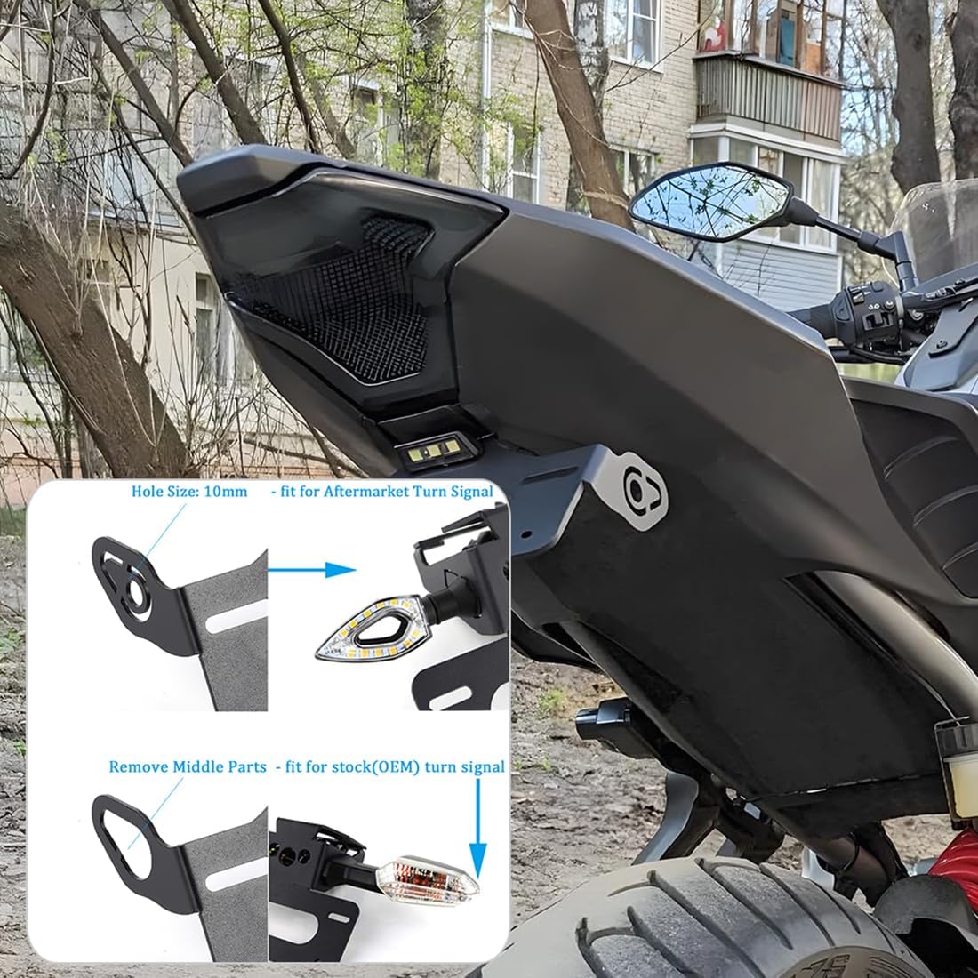 Tail Tidy Fender Eliminator Compatible with FZ-07 MT-07 MT07 FZ07 MT FZ 07 2014 2015 2016 2017 2018 2019 2020 Motorcycle License Plate Mount for OEM/Stock Turn Signal, Plug and Play