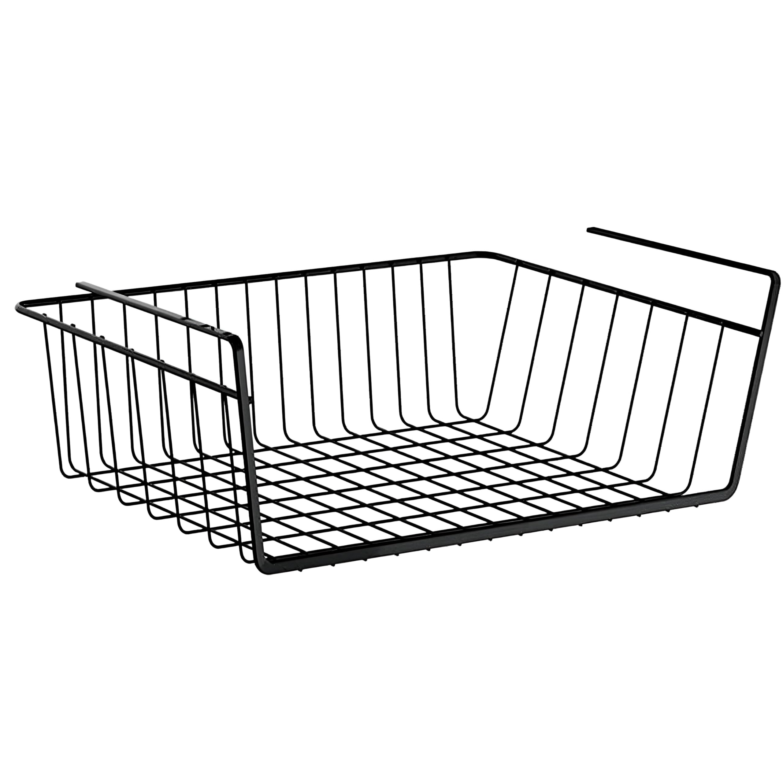 NTEK Under Shelf Storage Basket—Hanging Metal Wire Organizer, Kitchen, Bathroom, Pantry, Cabinet & Office—Durable Under Cabinet Shelf Rack to Maximise Space No Tools Required (BLACK, 37CM)