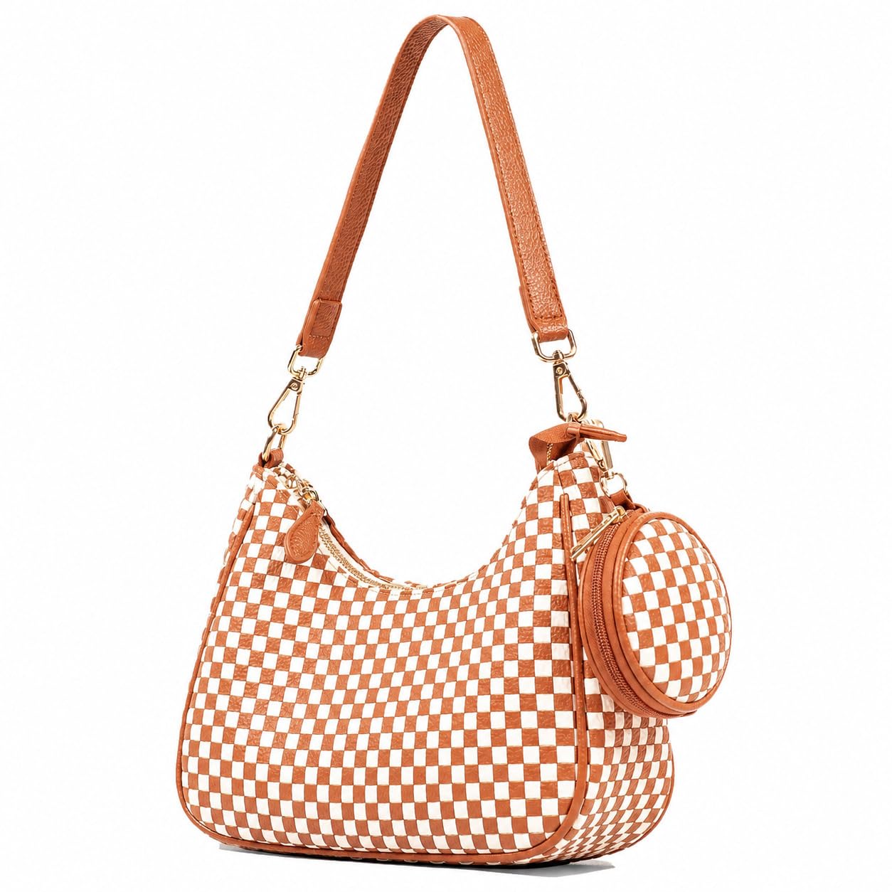 Avenloria Woven Shoulder Bag for Women, Black Vegan Leather Slouchy Hobo Purse, Y2K Crossbody Handbag Crescent Tote