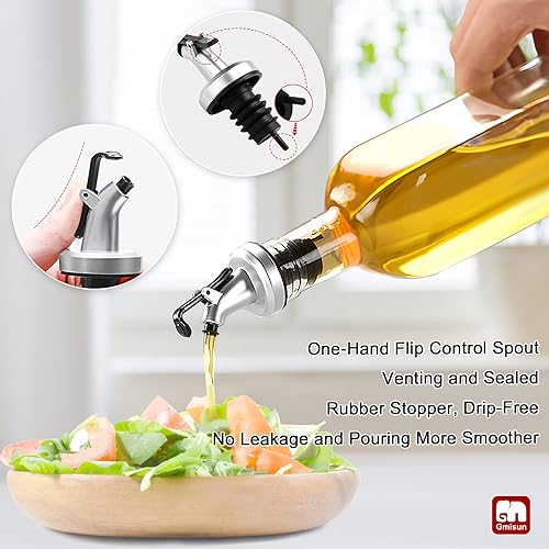 Miniatura 3 de GMISUN Dispensador de aceite de oliva y botella de vinagre, paquete de 3 unidades de 17 onzas, para cocina, recipiente de aceite de cocina de vidrio