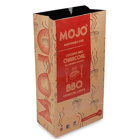 MOJO BBQ Coconut Briquette Charcoal 3Kg | Pure Coconut Charcoal For Restaurant | Barbeque Grills | Cooking Tandoor & Angeethi | Smokeless Dry Clean Charcoal For A Hassle Free BBQ Experience | Burning Time 2-3 Hours