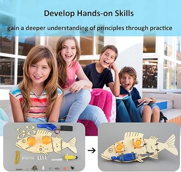 STEM Project Kits for Boys Girls, DIY Mechanical Bionic Fish Kit, Science Kits for College High School Education