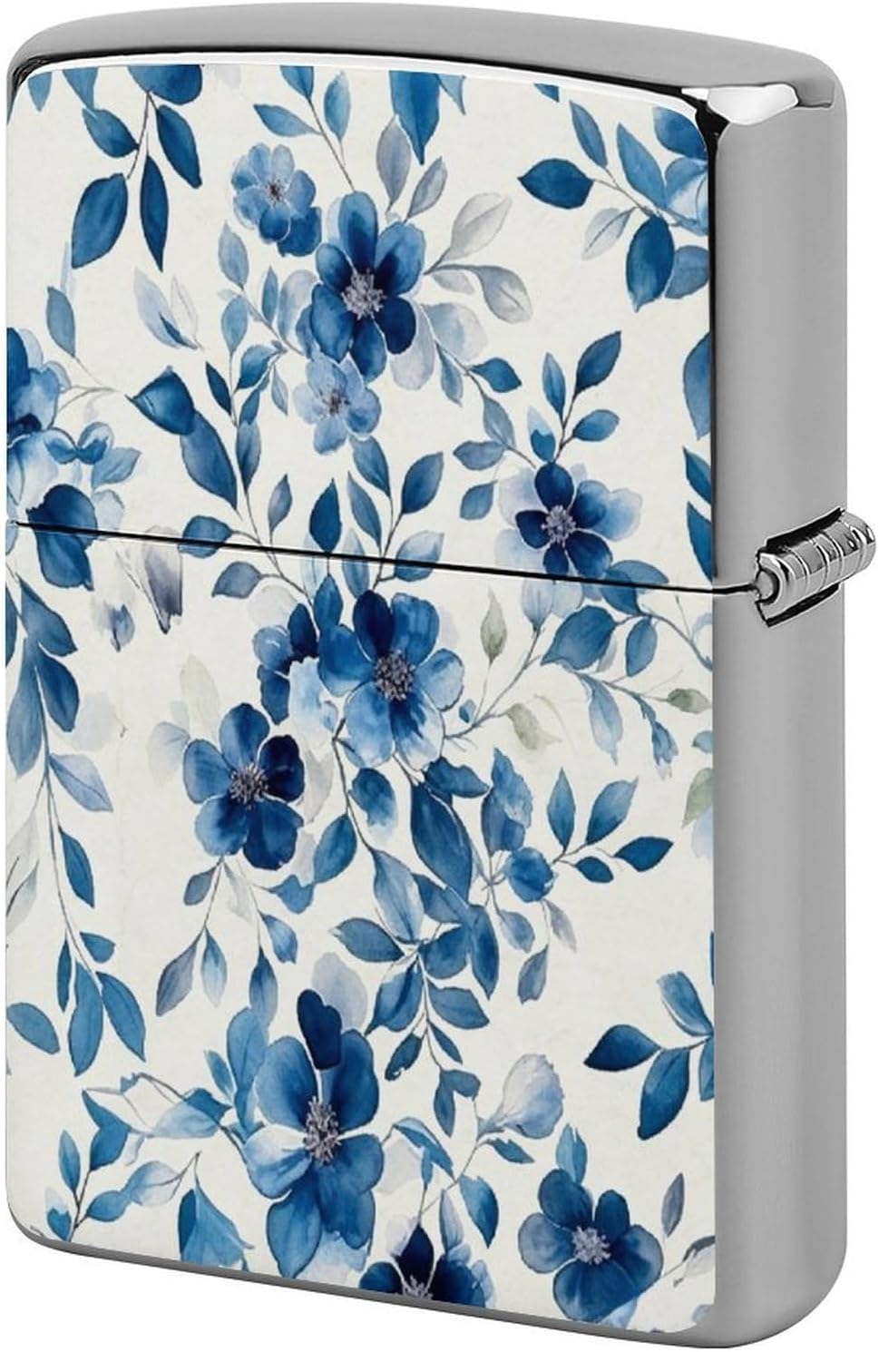 Blue Watercolor Floral Metal Lighter Case Cover Lighter Sleeve