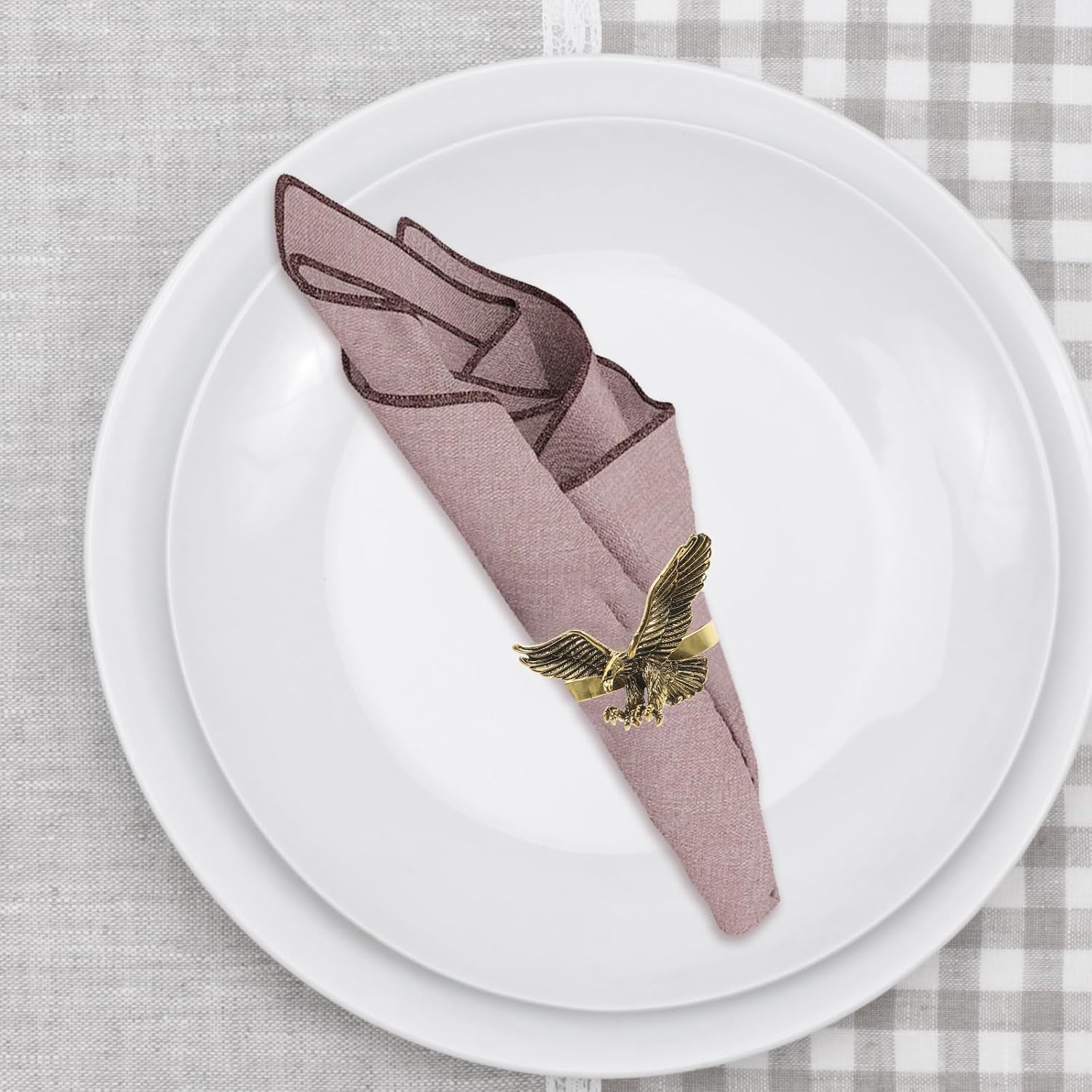 4pcs Eagle Napkin Rings - Vintage Metal Napkin Ring Holders, Golden Iron Alloy, Decorative Serviette Buckles for Dinner Parties, Weddings, Home Gatherings, 1.96x1.57x1.37inch