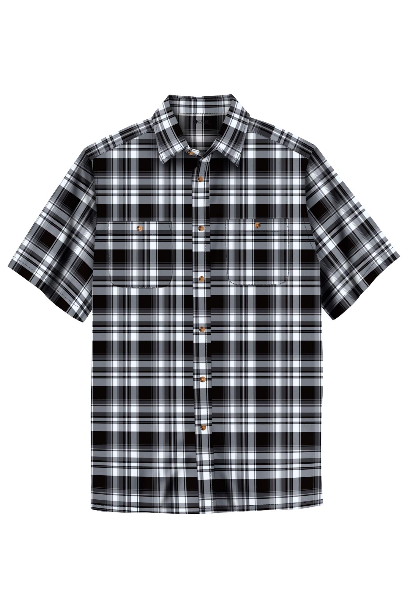 KingSizeMen's Big & Tall Short-Sleeve Plaid Sport Shirt