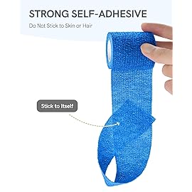 FriCARE Self Adhesive Bandage Wrap, Medical Tape in First Aid Kit, Cohesive Bandages for Wounds Sport Vet, 2 Inches X 5 Yards 12 Rolls, Energetic