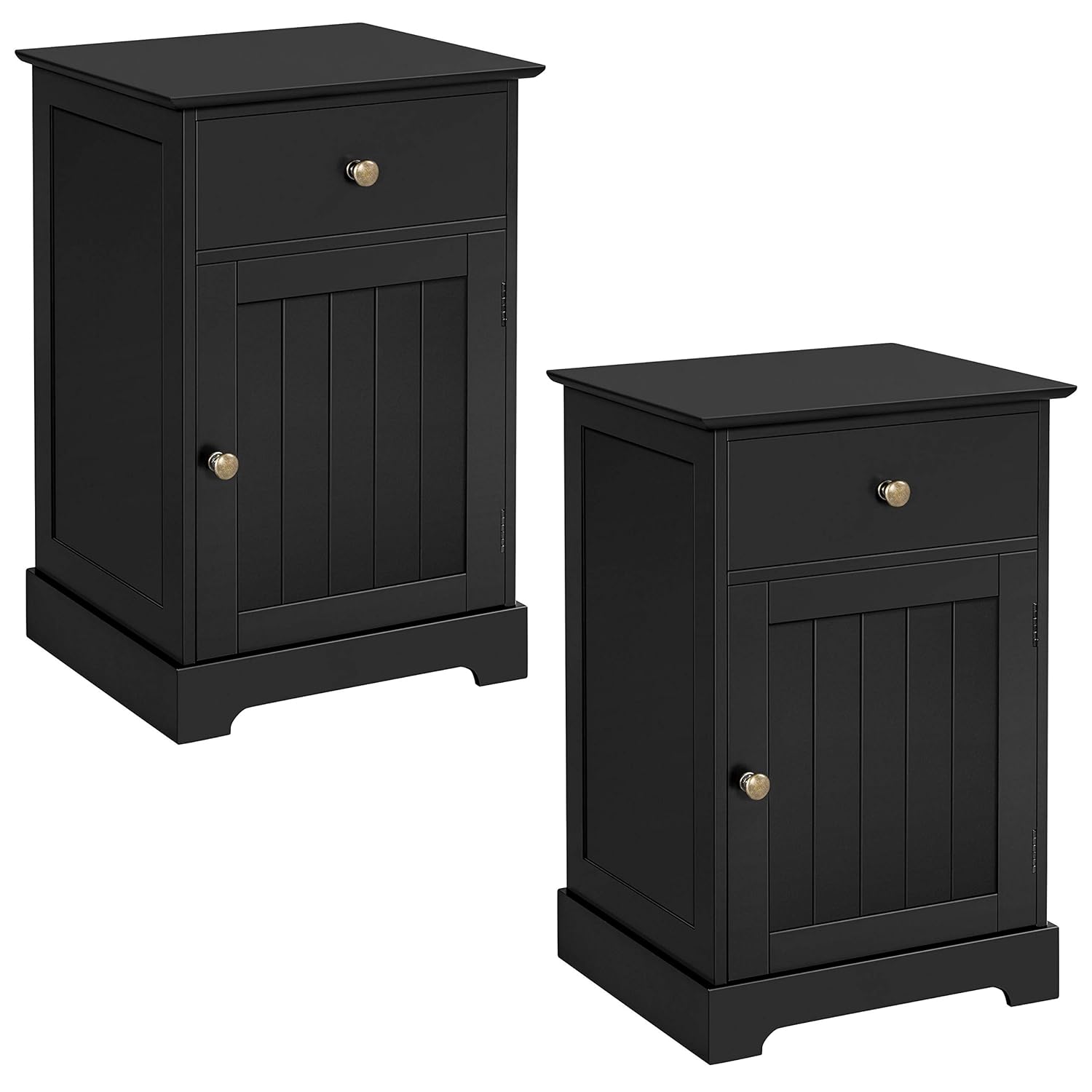 Yaheetech 2er Set Nachttisch Nachtkommode Nachttische mit Schublade und Schrank Nachtschrank Verstellbarer Einlegeboden Weiß