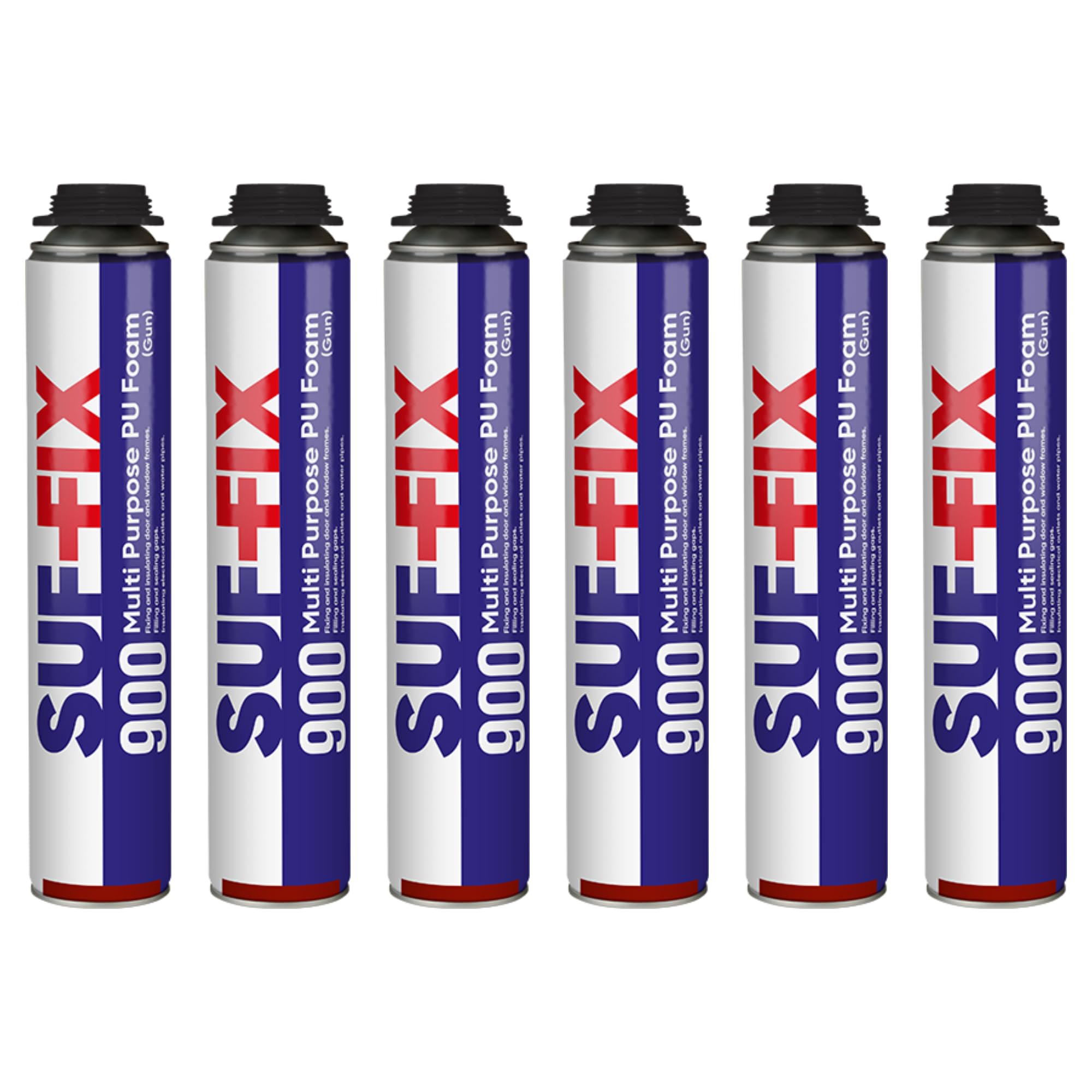 Suf-Fix Make Buildings Meaningful Colorless Expanding Foam Gun Grade | 750 Ml Gap Filler Expanding Foam For Insulation, Gap Filling, Sealing | Pu Expansion Polyurethane Foams Can | Fire Class B3 Din 4102-1 (6 Pack)