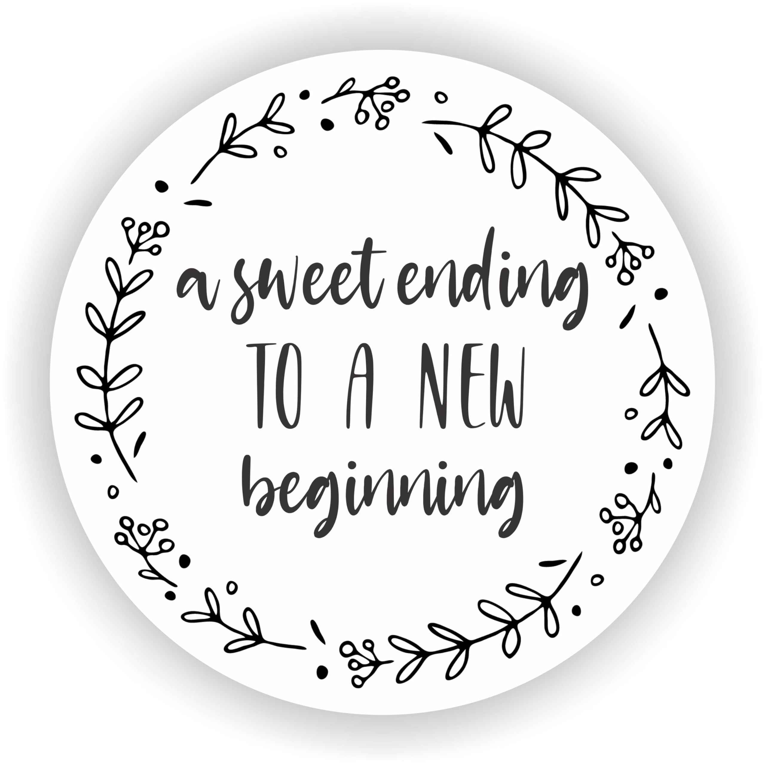 A Sweet Ending to a New Beginning Party Favor Stickers - Wedding Favor Labels, Elegant Favor Stickers, Sweet Sixteen Thank You Labels - Made in USA