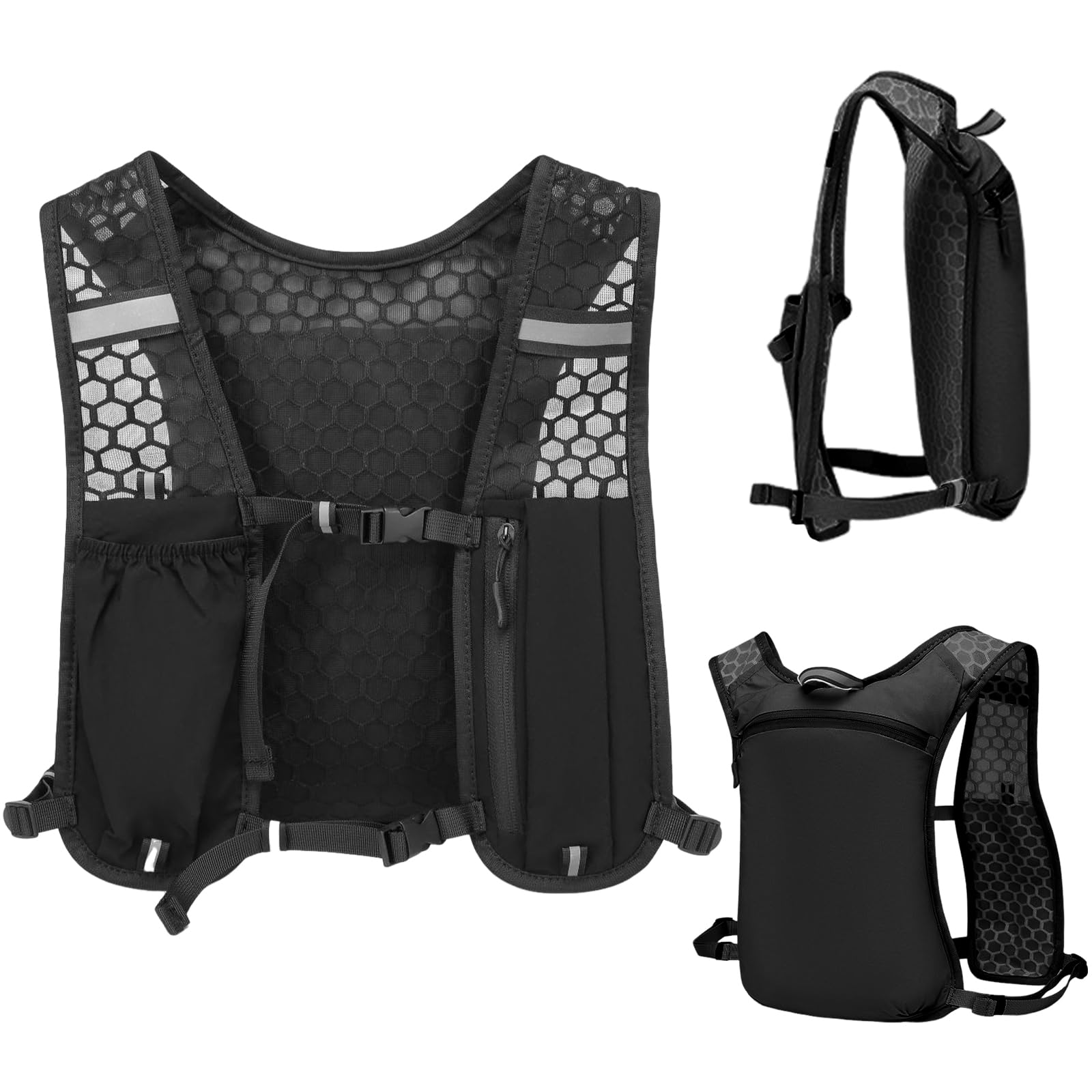 Running Vest for Women Men Lightweight Hydration Backpack Adjustable Chest Straps Breathable Running Backpack for Climbing Hiking Cycling Trail