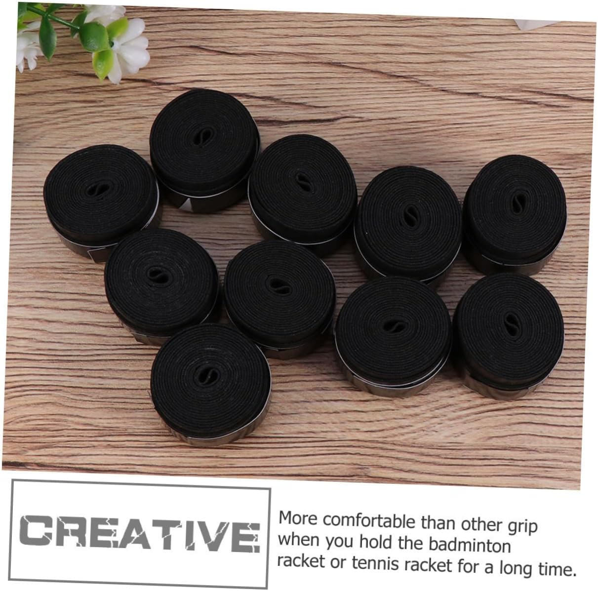 12pcs Black Absorbent Tennis Badminton Overgrip Bands Sweat-Resistant Racket Grip Tape for Squash Pickleball Baseball with Slip-Resistant Design