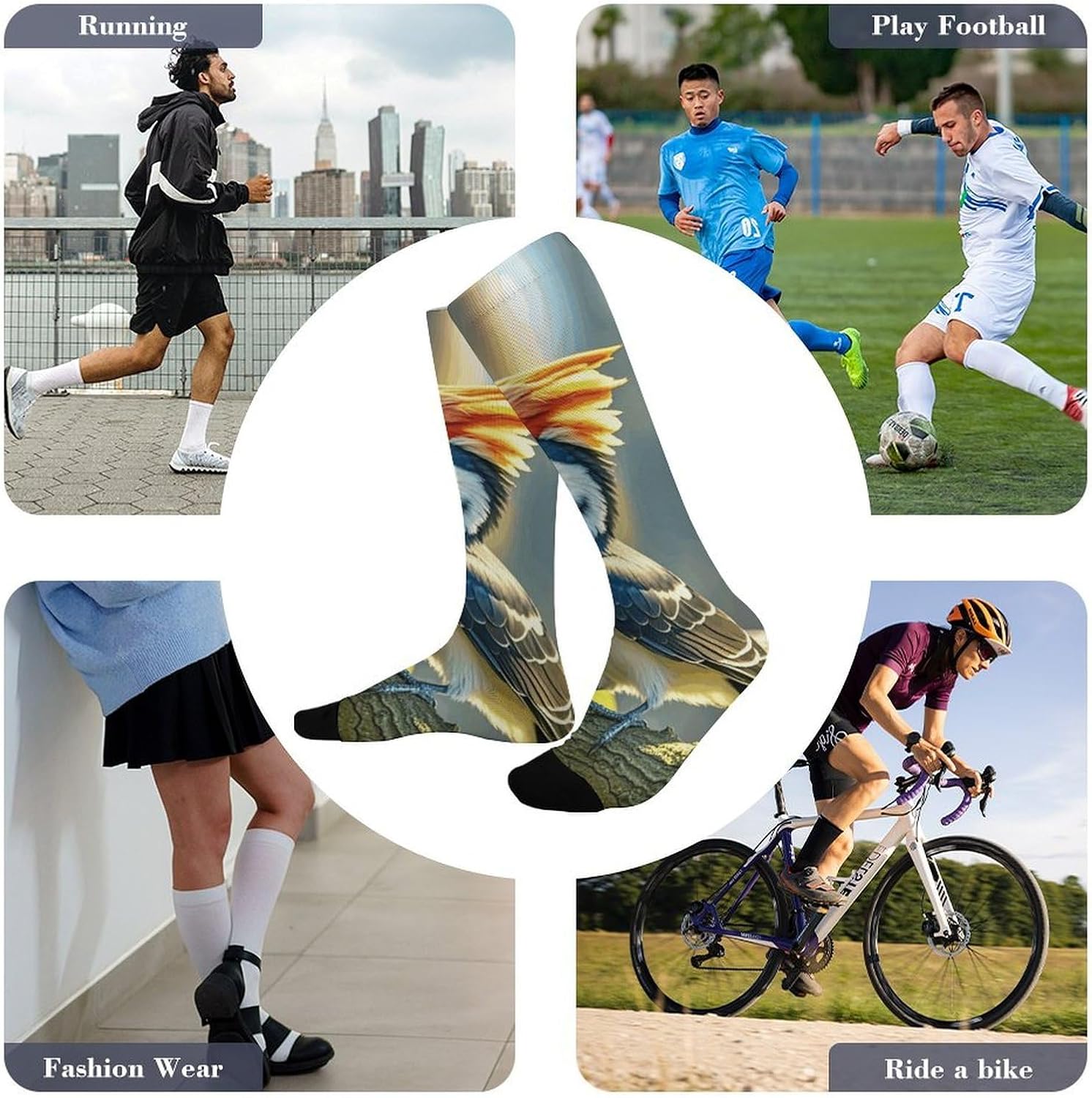 Great Woodpecker Knee High Soccer Socks Moisture Wicking