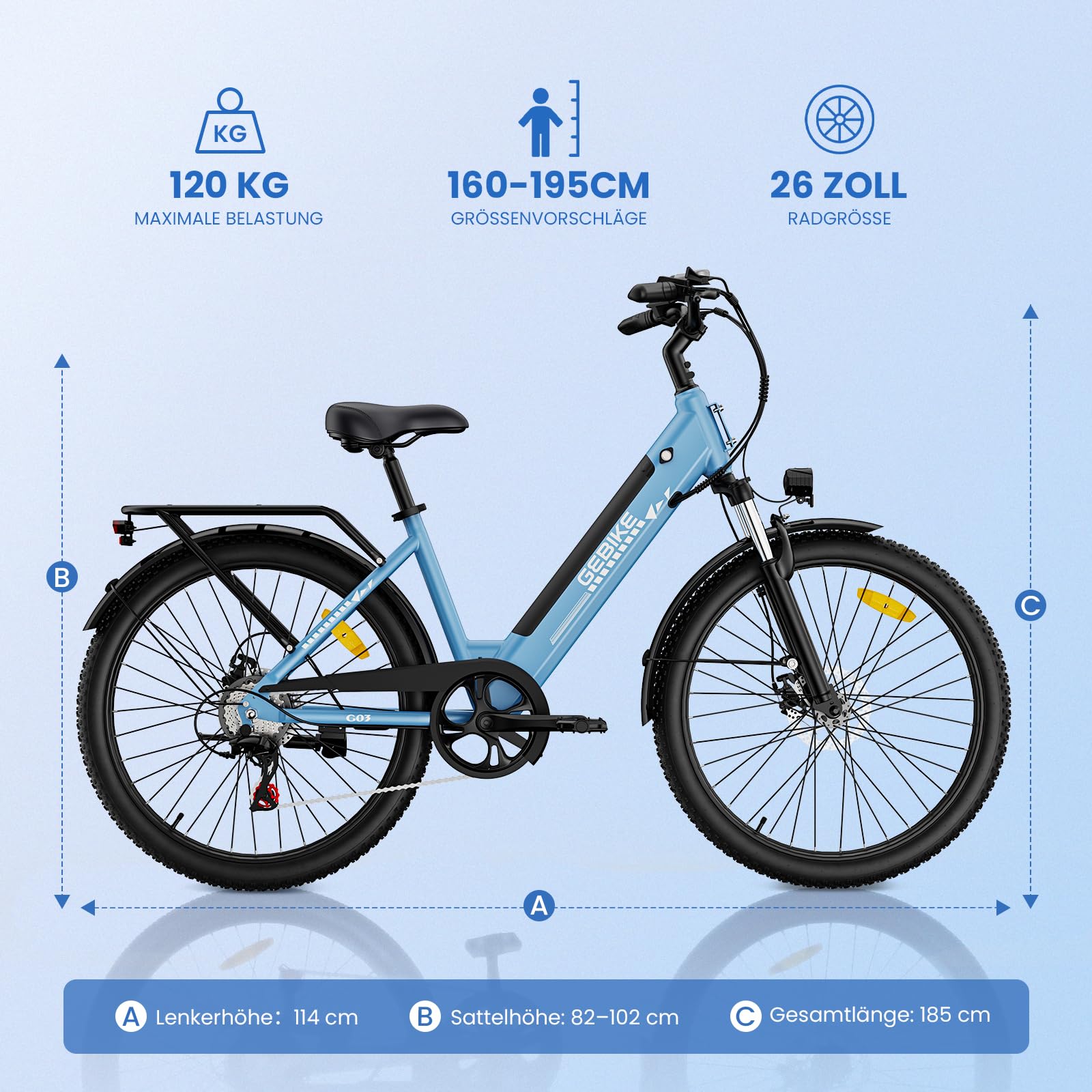 Vélo Électrique Adulte 26", Batterie Amovible 468 Wh, Autonomie jusqu'à 88,5 km, 25 km/h, Vélo de Trekking avec Moteur 250W, VTC Électrique Adulte 7 Vitesses, Charge Max. 120 kg, E-Bike Adults