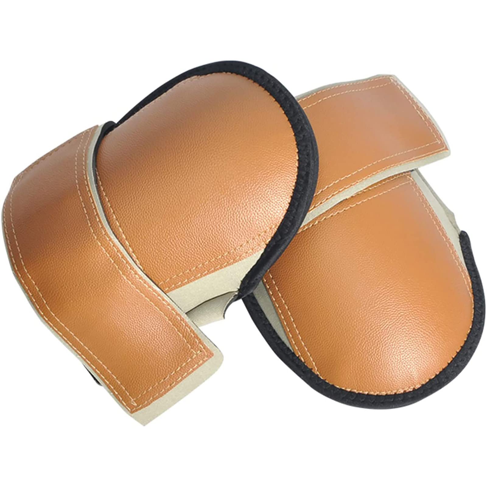 Rodilleras de Cabeza de Cuero súper Suave, Rodilleras Profesionales, con Correa de Velcro única y cómodo cojín de Gel para construcción, Pisos, mosaicos, plomería y más (1 par)