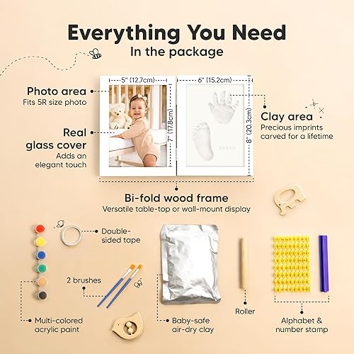 Miniatura 2 de KeaBabies Kit personalizado de manos y huellas para bebé, arcilla de secado rápido, kit de pies de recuerdo y huellas de manos para recién nacidos,