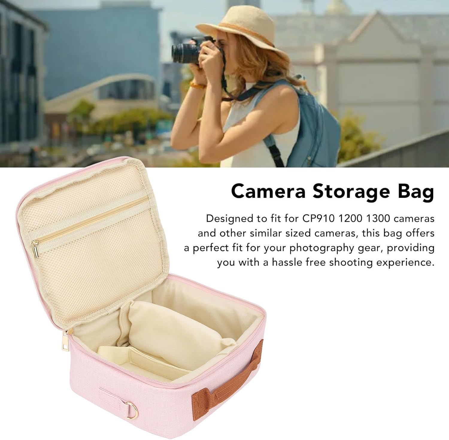KIMISS Camera Carrying Bag Camera Storage Case Large Capacity Thickened Padding Adjustable Strap Handle Zipper Camera Case for CP910 1200 1300 DSLR ()