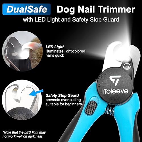 Miniatura 2 de Cortauñas profesional LED para perros + cepillo flexible doble, cortaúñas con luz y protector de seguridad, ilumina las uñas de los perros, cepillo