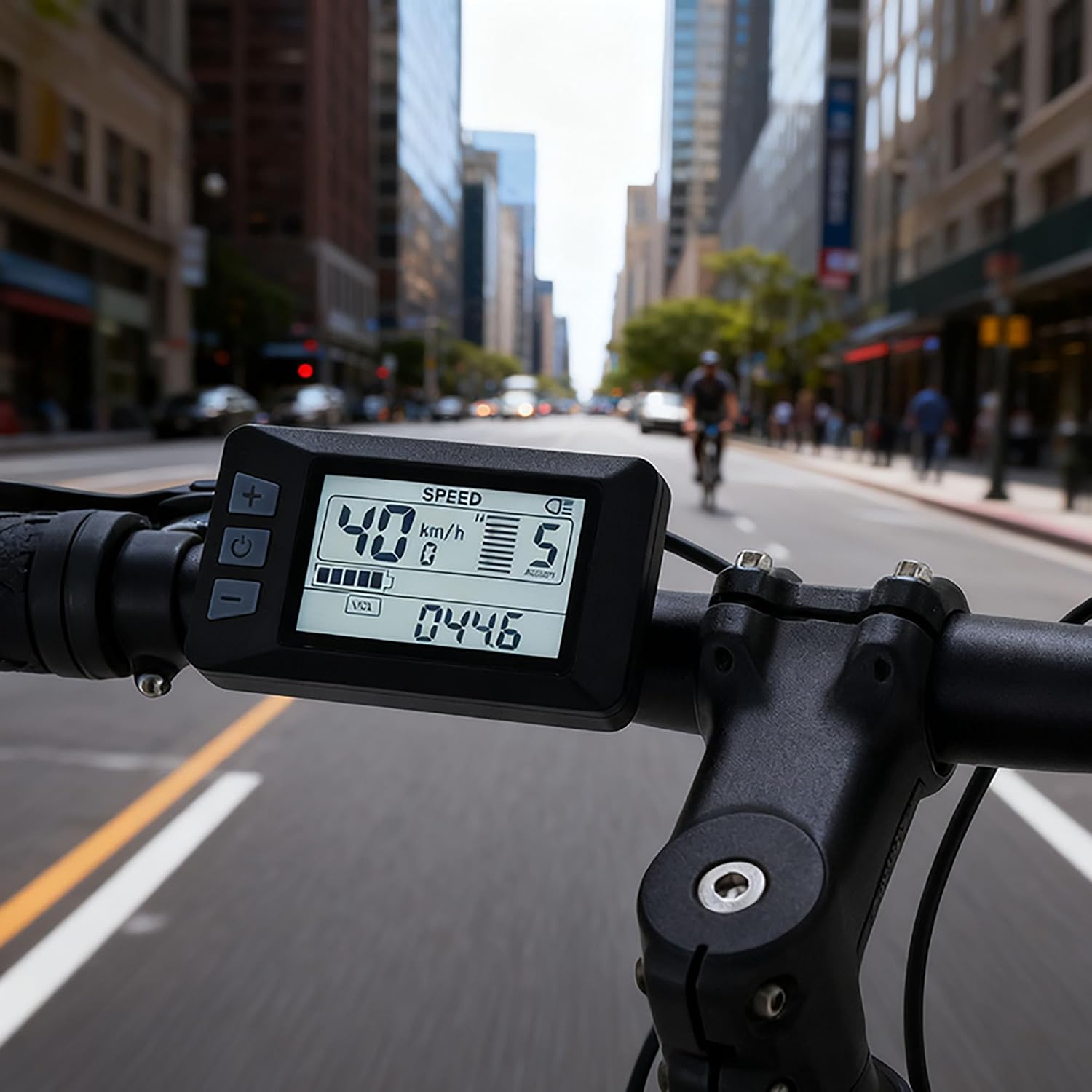 Electric Bike Display P3H, 5/6 Pin LCD Meter,UART 2, USB Charging | Only compatible with UART 2 protocol & 5/6-Pin connector. Fits 24V-60V e-bikes with USB charging. Fits 22.2mm handlebars.