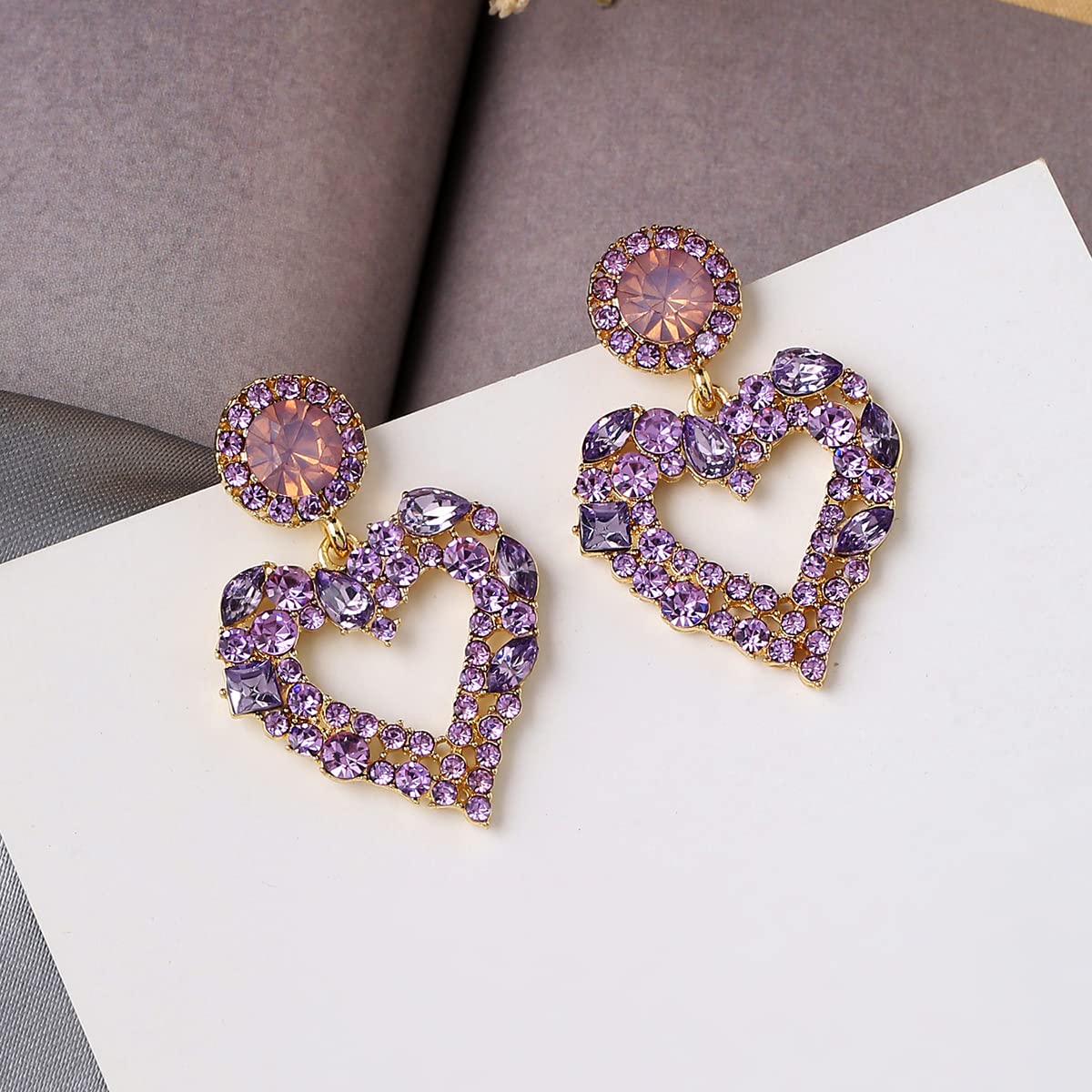 Crystal Drop Heart Earrings, Valentine's Birthday Gift