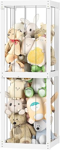 Almacenamiento de animales de peluche, organizador grande de juguetes con banda elástica, soporte de juguetes de madera para bebés, niñas y niños,