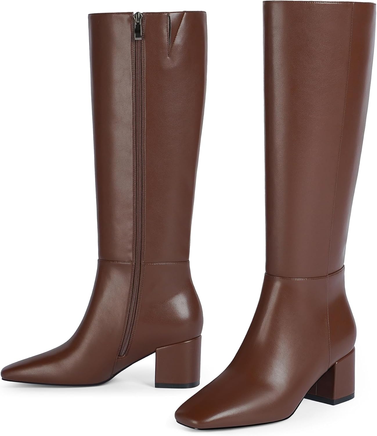 Knee High Boots Women Chunky Heel Square Toe Tall Boots for Women Block Mid Heeled Long Fall Boots with Side Zipper - Image 4