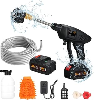 mewmewcat Lavador De Carros,6 em 1 spray Lavadora de energia sem fio 60Bar 300W Máquina de lavar de alta potência com bateria recarregável para limpeza de piso de cerca de carro Rega