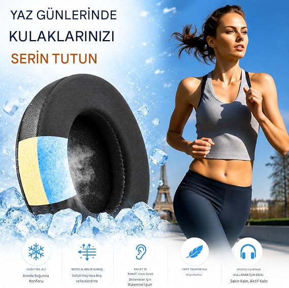 HyperX Cloud 3,2,1, Cloud Alpha, Flight, Stinger, Core Uyumlu Soğutucu Jel Kulaklık Pedi | Memory Foam, Serin Kumaş, Gürültü Yalıtımlı Yedek Kulaklık Yastığı (1 Çift)