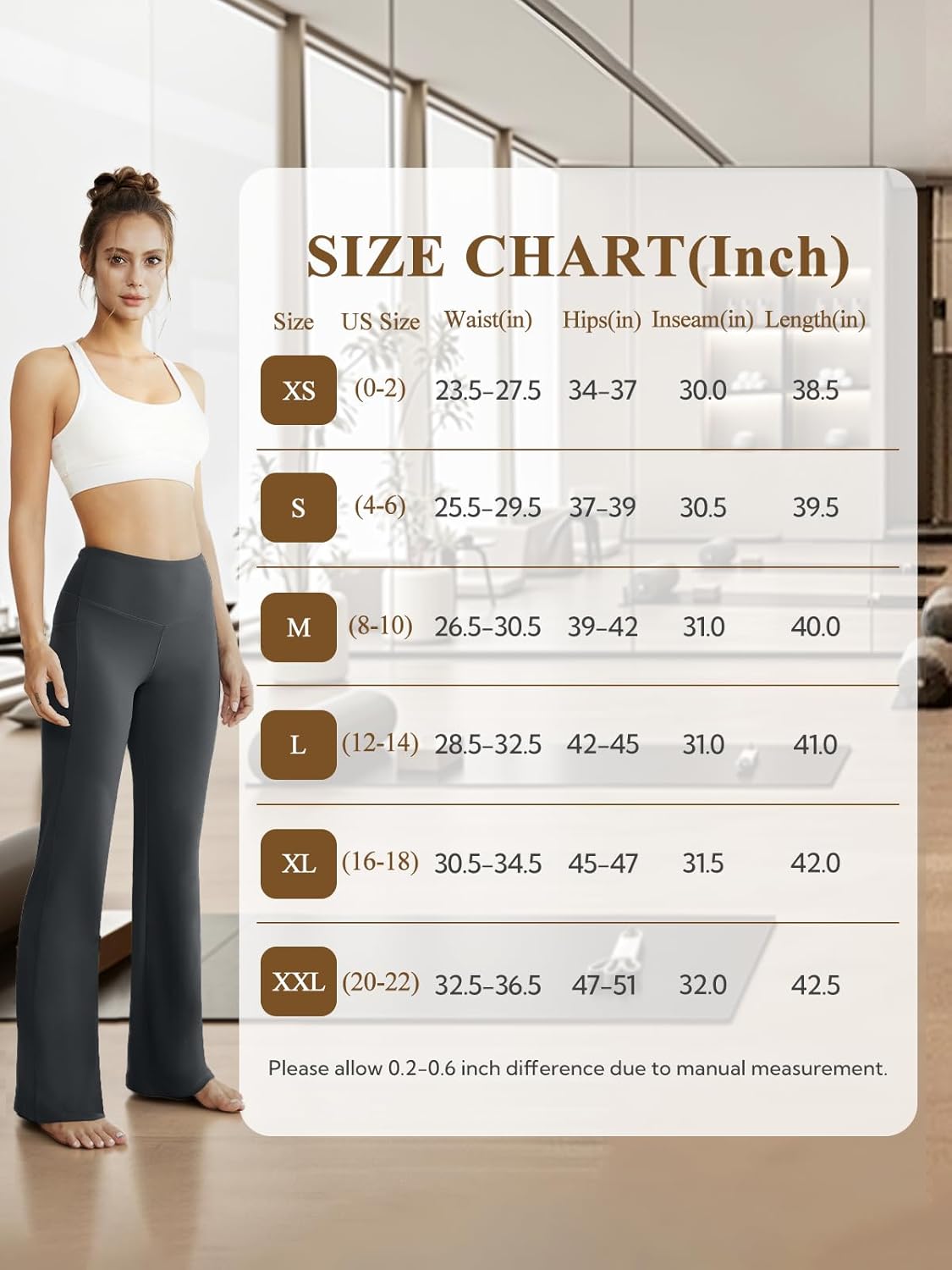 Flare Leggings for Women High Waist Yoga Pants with Pockets Tummy Control Workout Gym Bootcut Leggings - Image 6