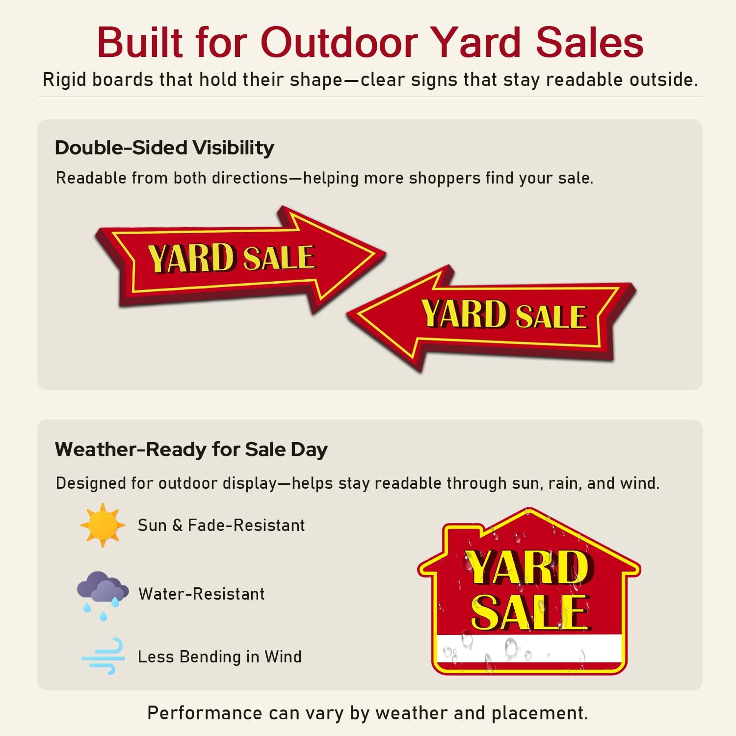 Yard Sale Signs with Metal Stakes, Garage & Estate Sale Signs Kit, Double-Sided House & Arrow Directional Signs, Corrugated Plastic Outdoor Sale Supplies with Price Stickers & Clip-On Price Tags