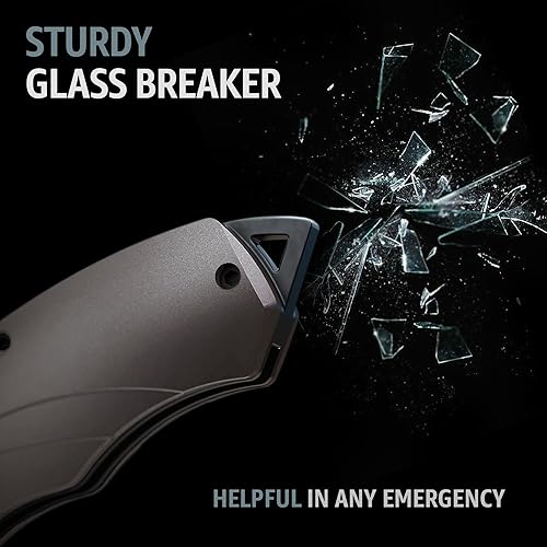 Miniatura 7 de Grand Way Navaja de bolsillo para hombres – Los mejores cuchillos plegables con rompecristales y clip de bolsillo – Cuchillo táctico de