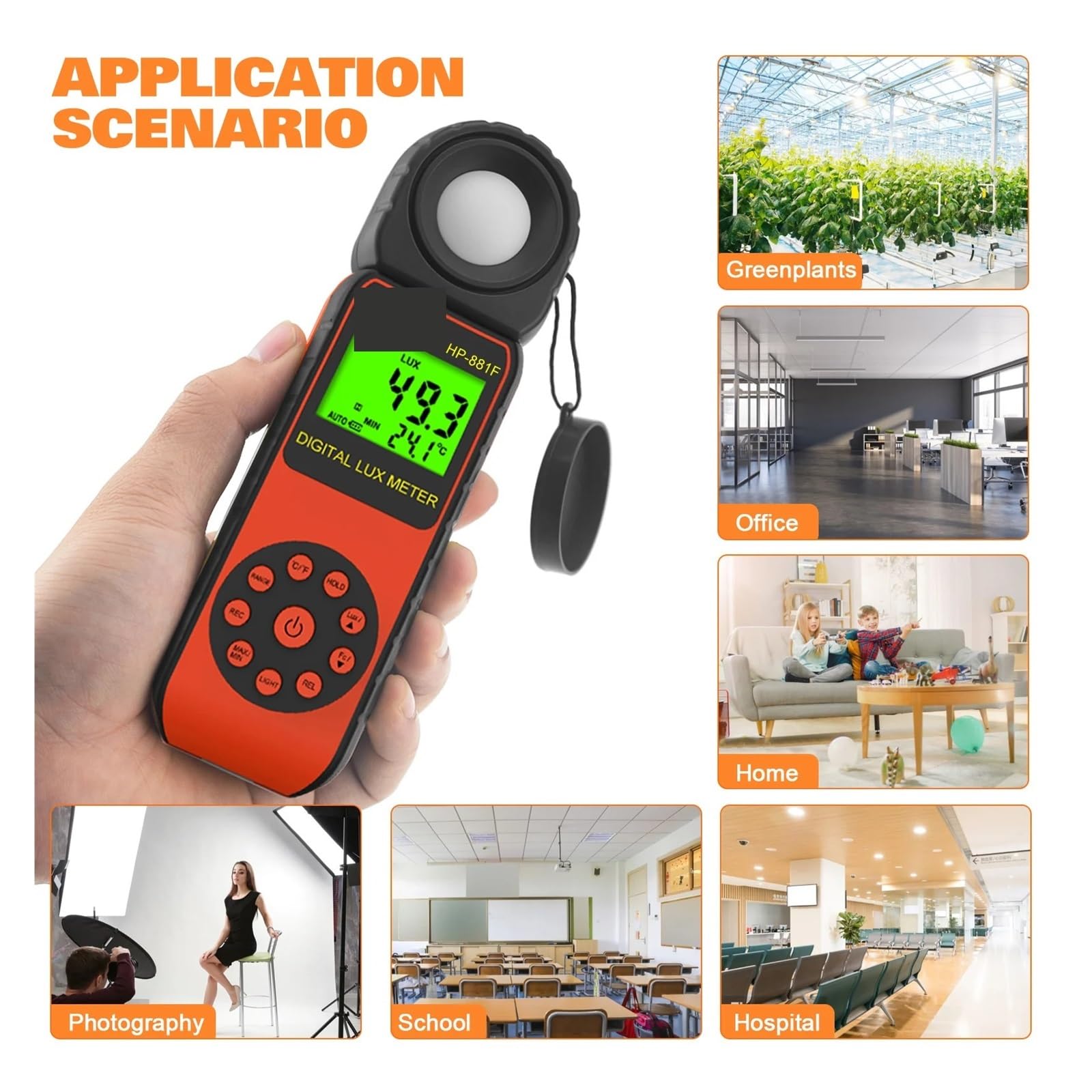 Spektralphotometer, Digitales Beleuchtungsstärkemessgerät, Hohe Genauigkeit, Schnelle Reaktionsgeschwindigkeit, LCD-Monitor, 1–4000000 Lux, Auflösung: 0,1 Lux/FC