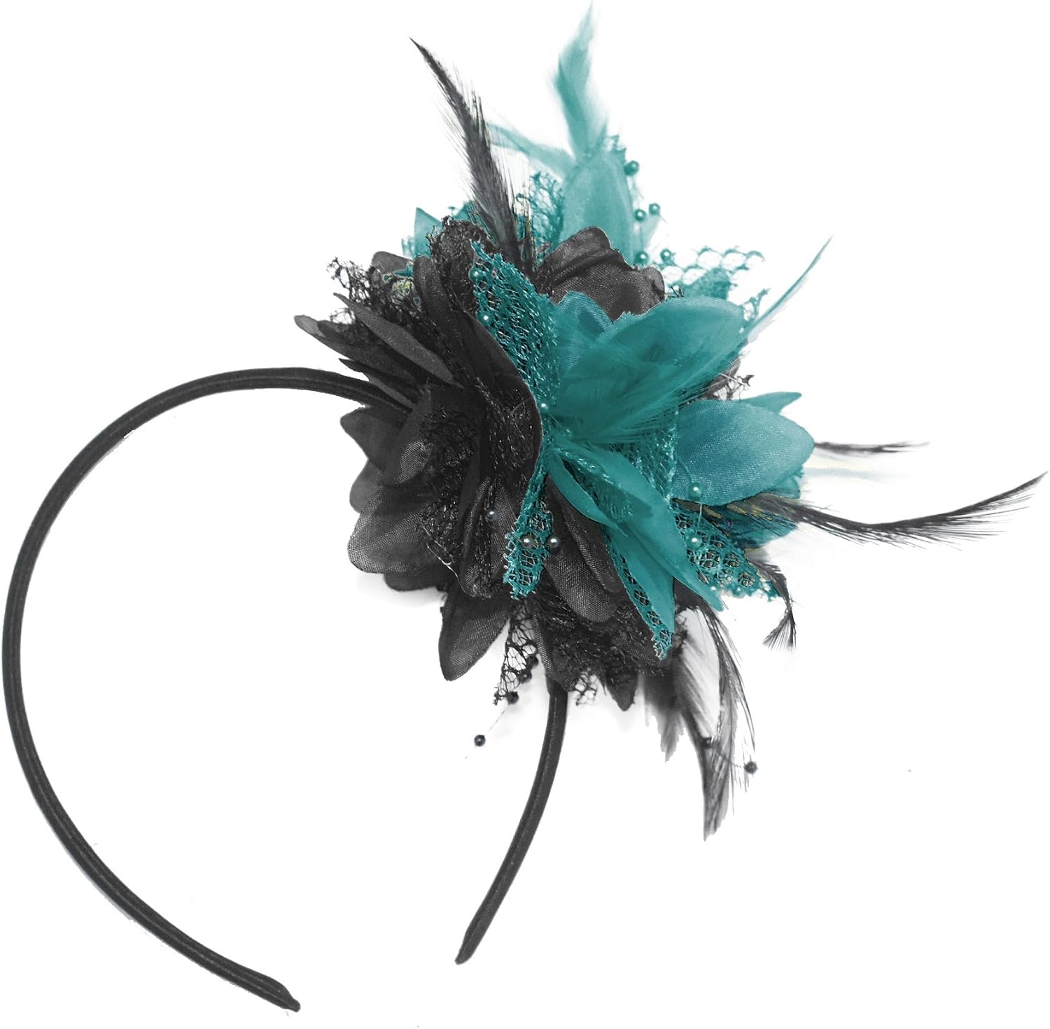 Teal Turquoise Fascinator on Headband 