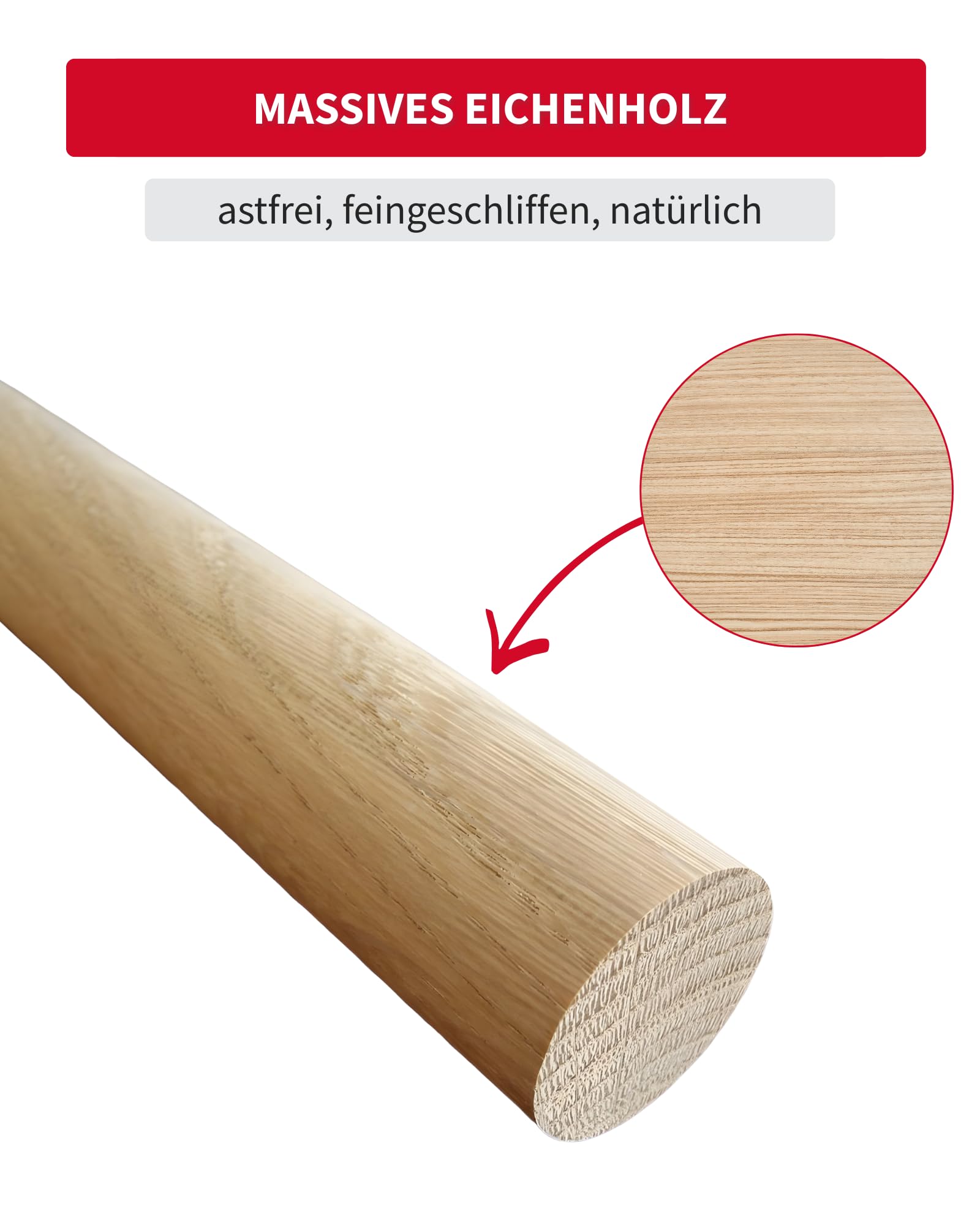 Gedotec Bague ronde en chêne lisse - Bâtons ronds en bois 1000 mm, Ø 14 mm - Lot de 10 chevilles en bois - Bâtons ronds en bois pour le bricolage MADE IN AUSTRIA -Bâtons de bricolage avec environ 8%