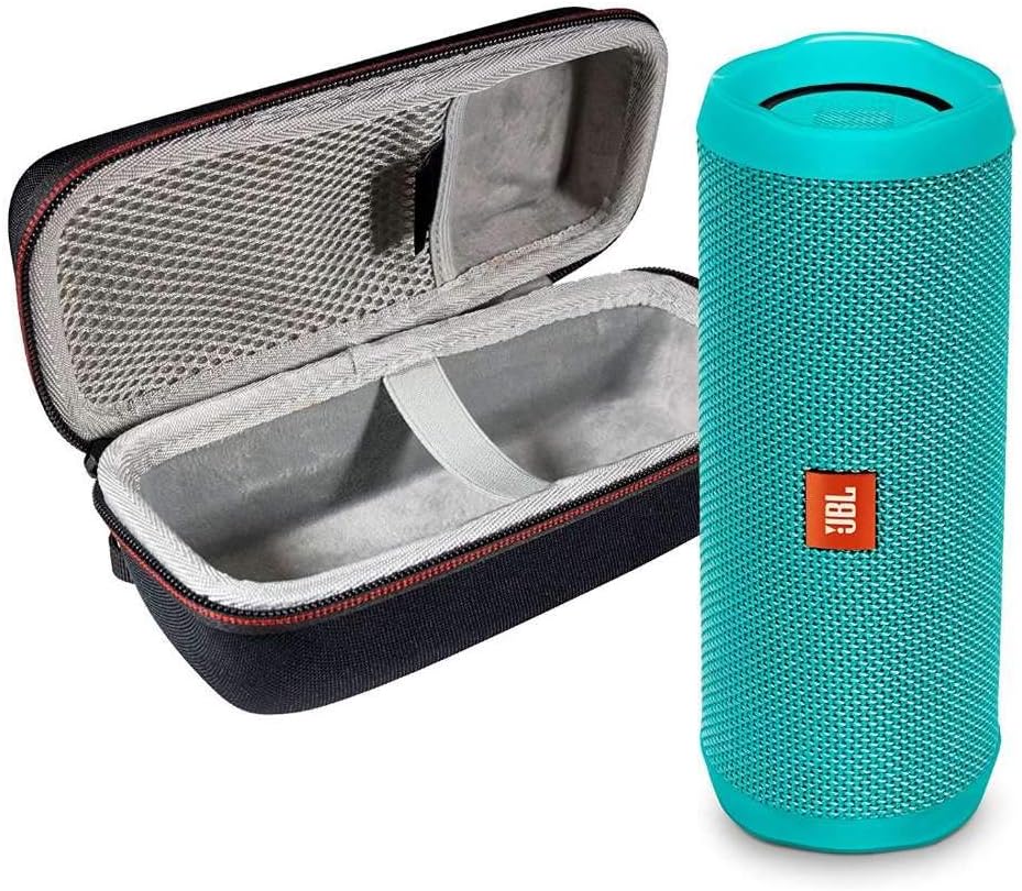 JBL Flip 4 Portable Bluetooth Wireless Speaker Bundle with Protective Travel Case - Teal