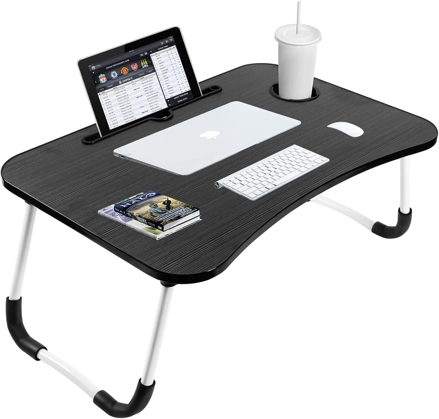 SKY-TOUCH Portable Folding Laptop Desk for Bed，With iPad and Cup Holder ...
