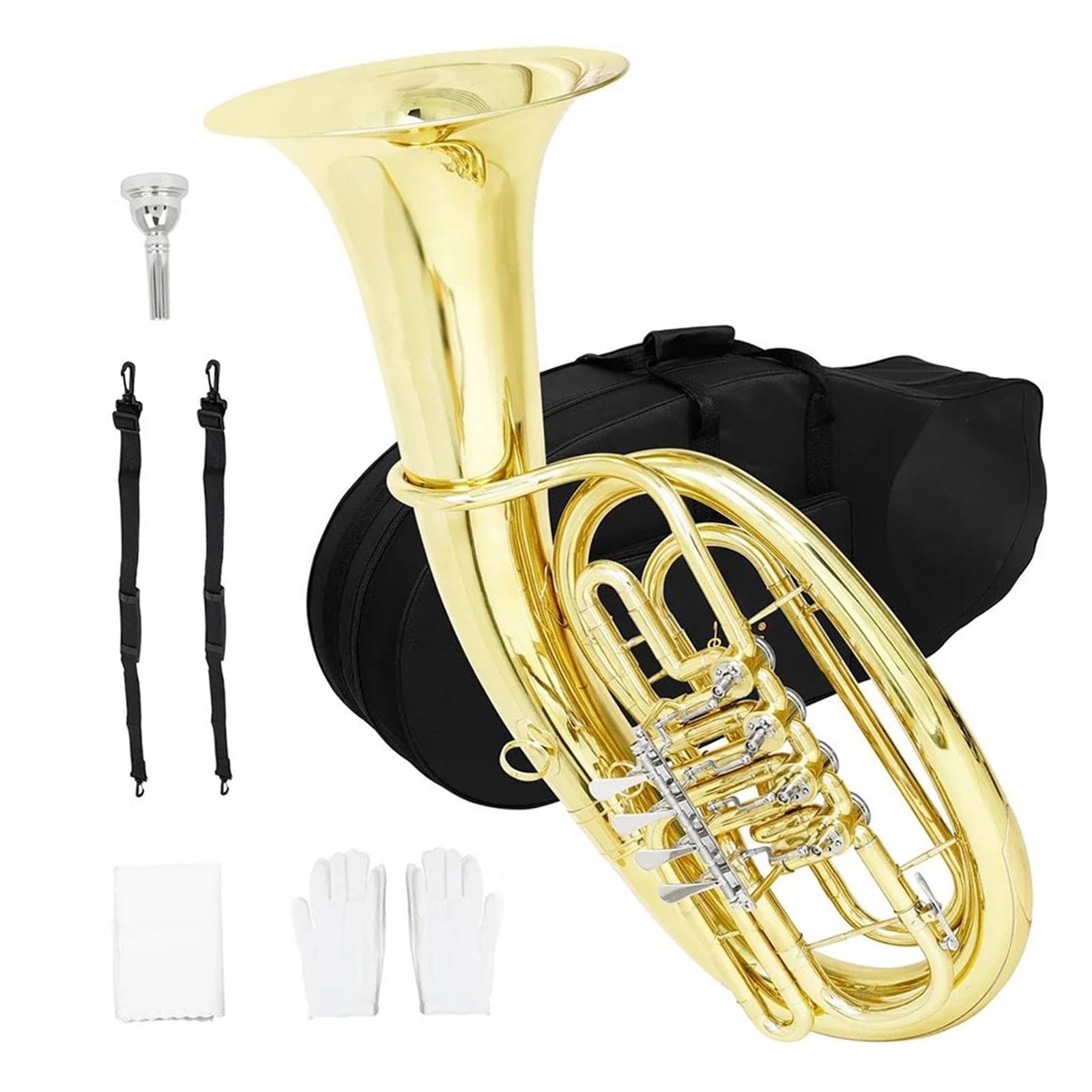 Eufonium Mosiądzu Obrotowy Eufonium 3 Klawiszowy Pionowy Muzyczny Instrument Dęty Blaszany Róg Barytonowy Aldult Profesjonalne Wykonanie(Type1)