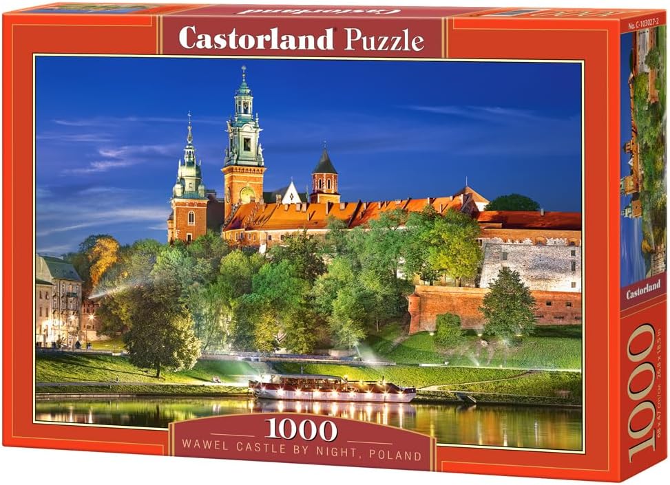 CASTORLAND 1000 Piece Jigsaw puzzle, Wawel Castle by Night, Poland, Royal heritage, Royal Castle, Adult puzzle, Castorland C-103027-2