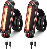 Vista 7 de Luz trasera para bicicleta, luz trasera ultra brillante, paquete de 2 unidades, recargable por USB, lámpara de seguridad LED para ciclismo