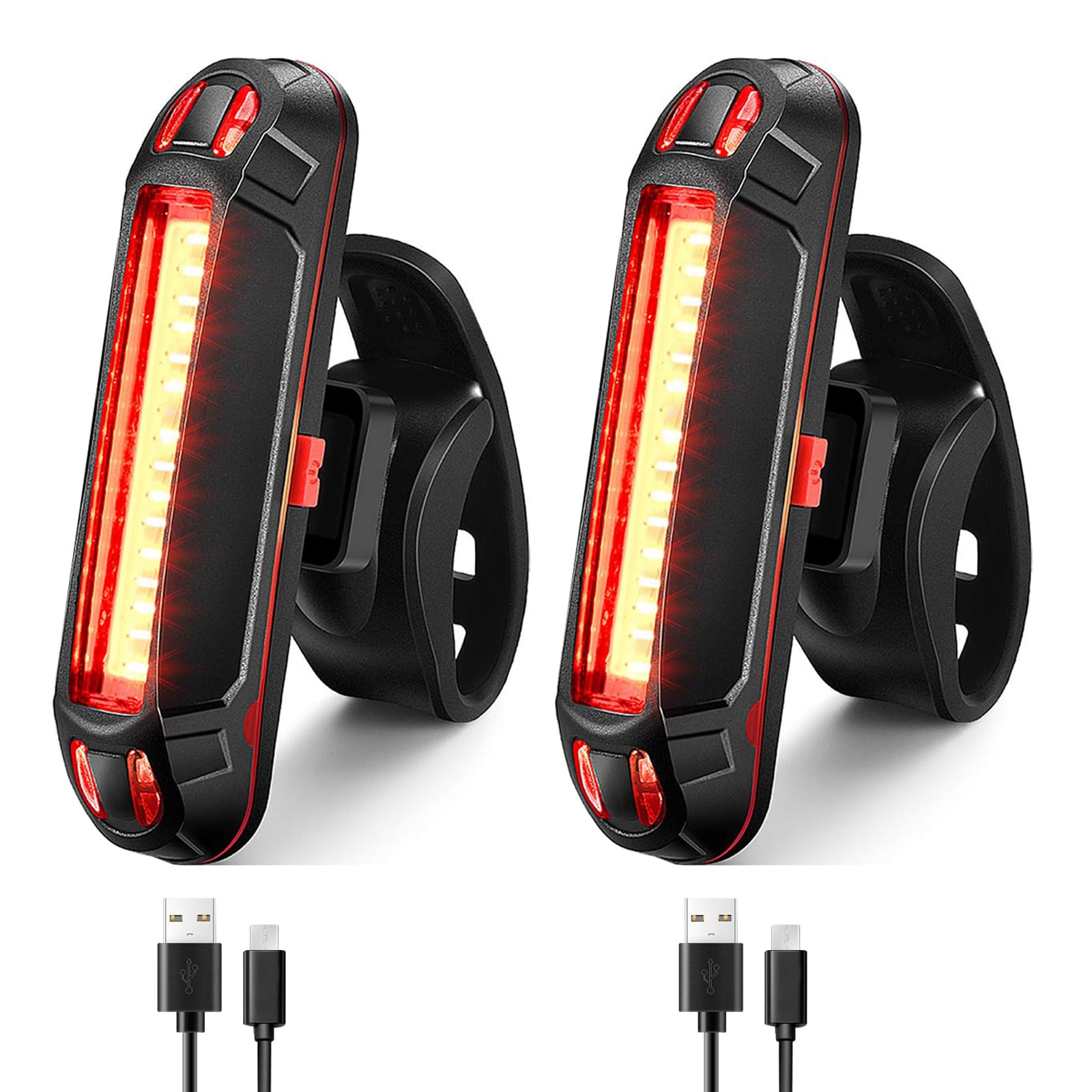 YUERWOVER Bike Tail Light Ultra Bright Bicycle Rear Light 2 Pack USB Rechargeable LED Safety Lamp Cycling Night Riding Essential Warning Waterproof 5