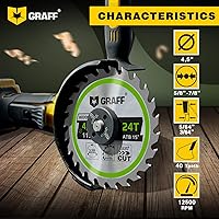 Vista 3 de GRAFF Hoja de sierra circular de 4-1/2 pulgadas, hoja de sierra para amoladora de 24 dientes para madera, madera contrachapada, paneles de yeso