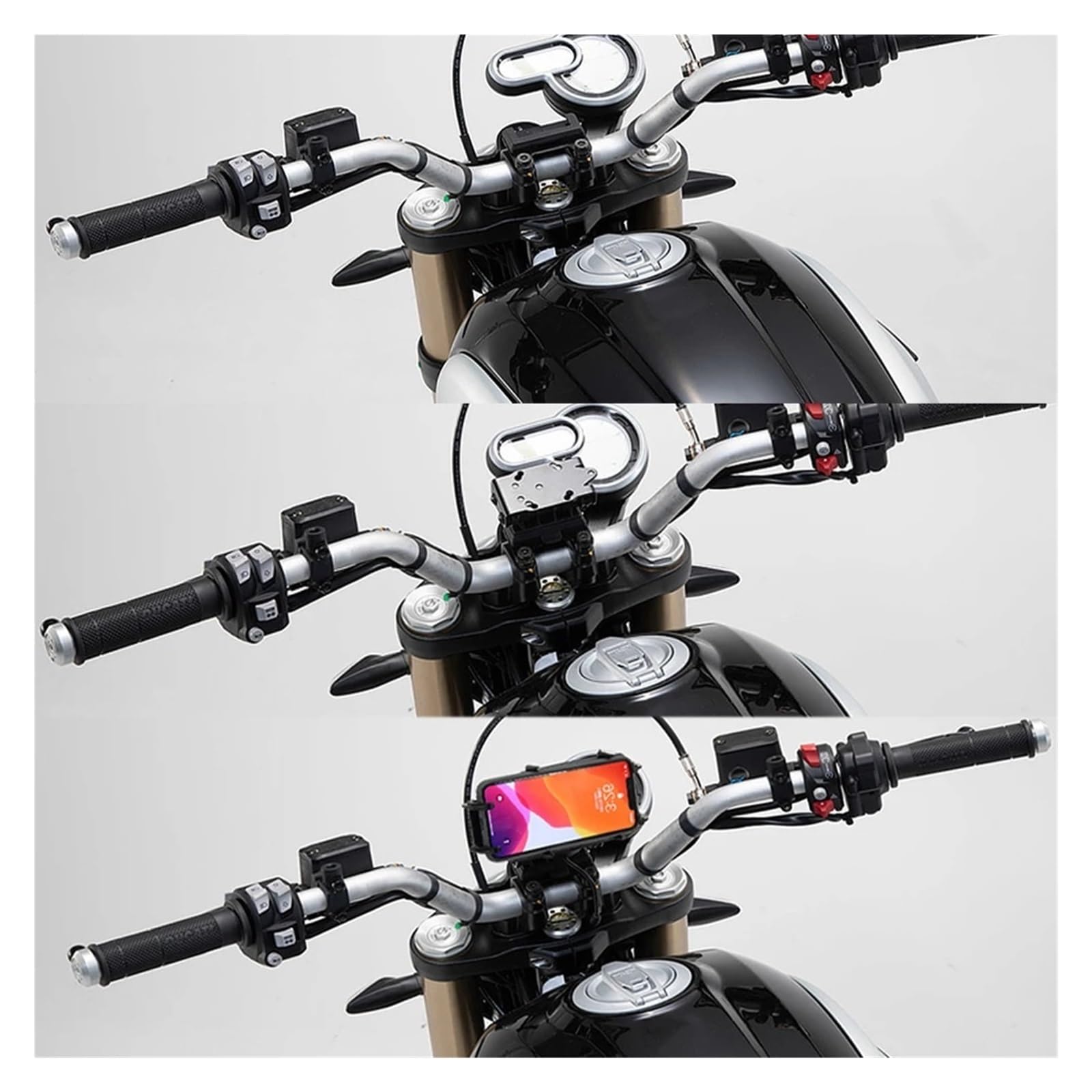 Soporte para teléfono de Moto Soporte de navegación para Motocicleta, Soporte teléfono GPS para Ducati, para Scrambler 1100, para Sport, 2017-2021(Navigation Bracket)