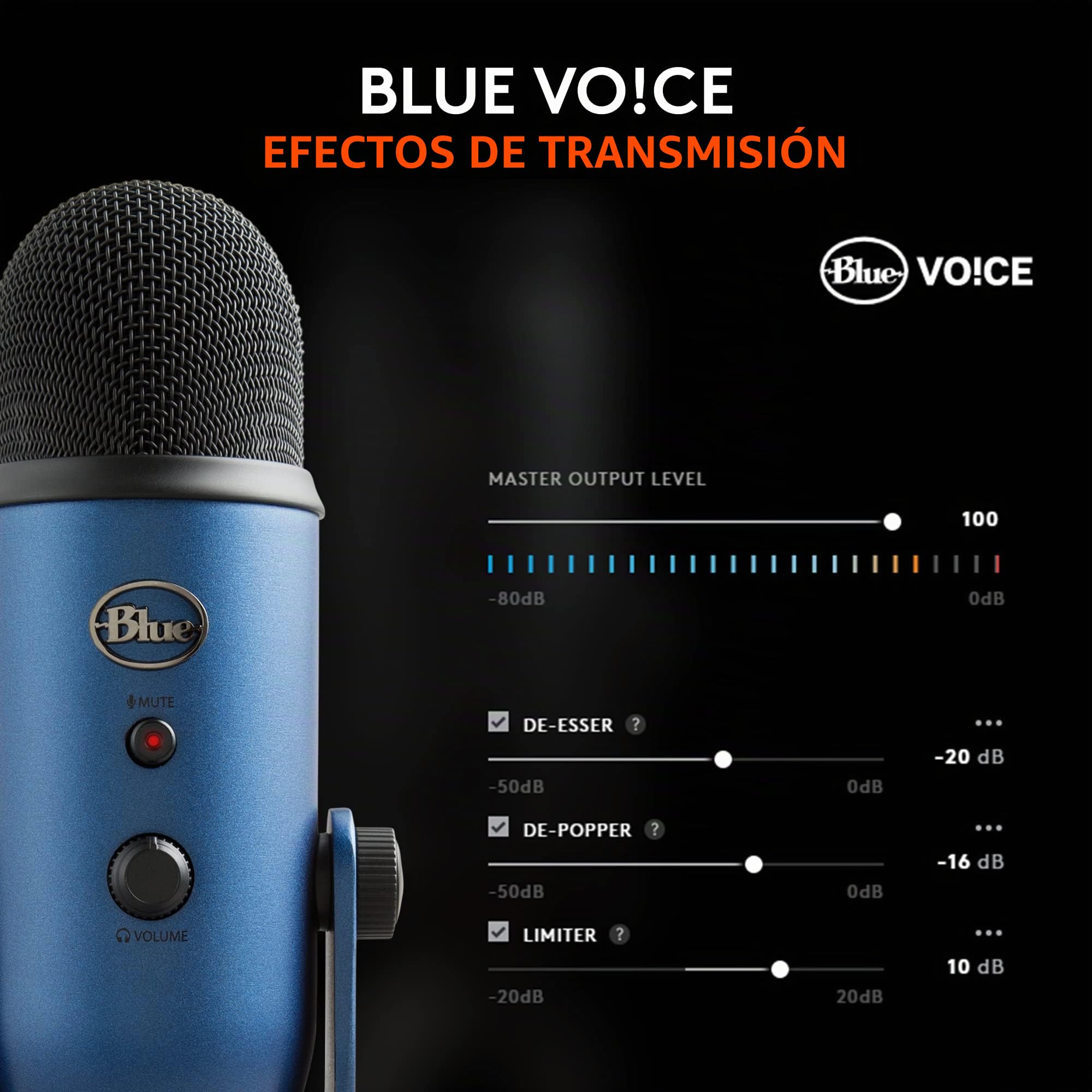 Logitech for Creators Blue Yeti Micrófono Condensador USB para Grabación, Streaming, Gaming, Podcasting, Azul
