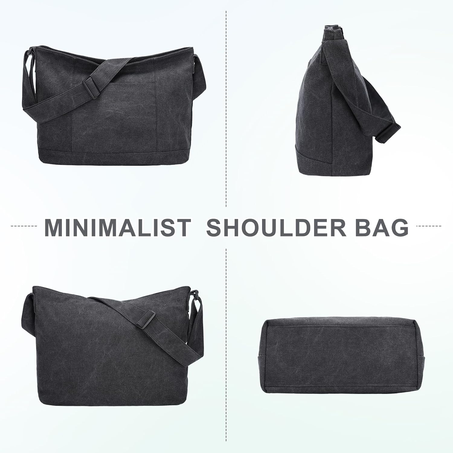 VASCHY Canvas Messenger Tote Bag, Lightweight Casual Crossbody Slouchy Shoulder Hobo Side Bag for Men and Women - Image 6