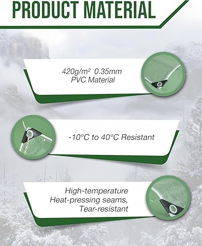 Miniatura 3 de FoundGo Lonas transparentes de 6 x 10 pies, vinilo de PVC resistente de 20 mil de grosor, lona de vidrio con ojales de metal, protege contra el