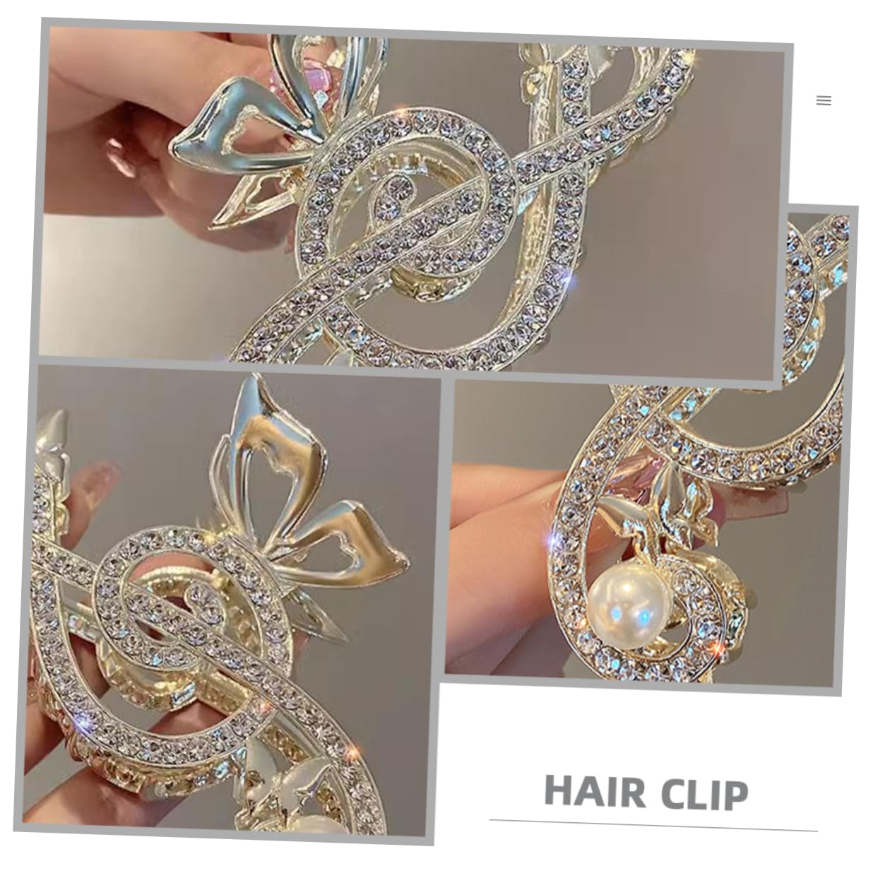 Gold Rhinestone Music Note Hair Claw Hair Accessory Decorative Shiny Fancy Hair Clip, Unique Music Note G Clef  main image 4