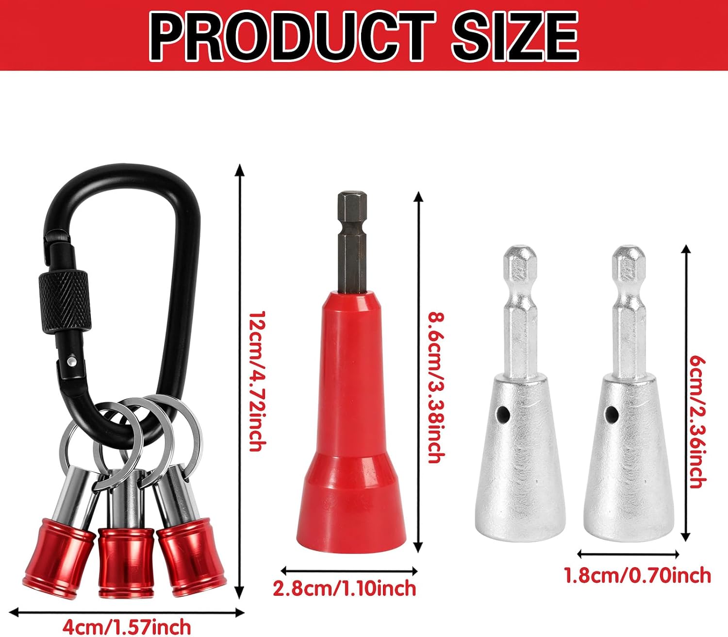 6Pcs Wire Twister Tool Drill Nut Hex Shank, Wire Nut Twister for Drill with Bit Holder Keychain, Twisting Tool Professional Electrician Wiring Tool for 9-22 AWG Connector Twisting 1/4" image 2